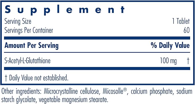 Allergy Research Group Acetyl-Glutathione 100 mg 60 Count