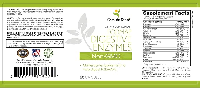 FODMAP Digestive Enzymes Certified| IBS SIBO 18 Enzymes