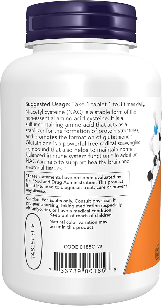 NOW Supplements, NAC (N-Acetyl-Cysteine) 1,000 mg, 120 Tablets