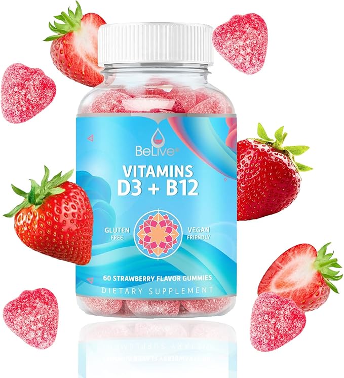 BeLive Vitamin D3 Gummies with B12 Vitamins B12 & D3, Provides 3-Pack