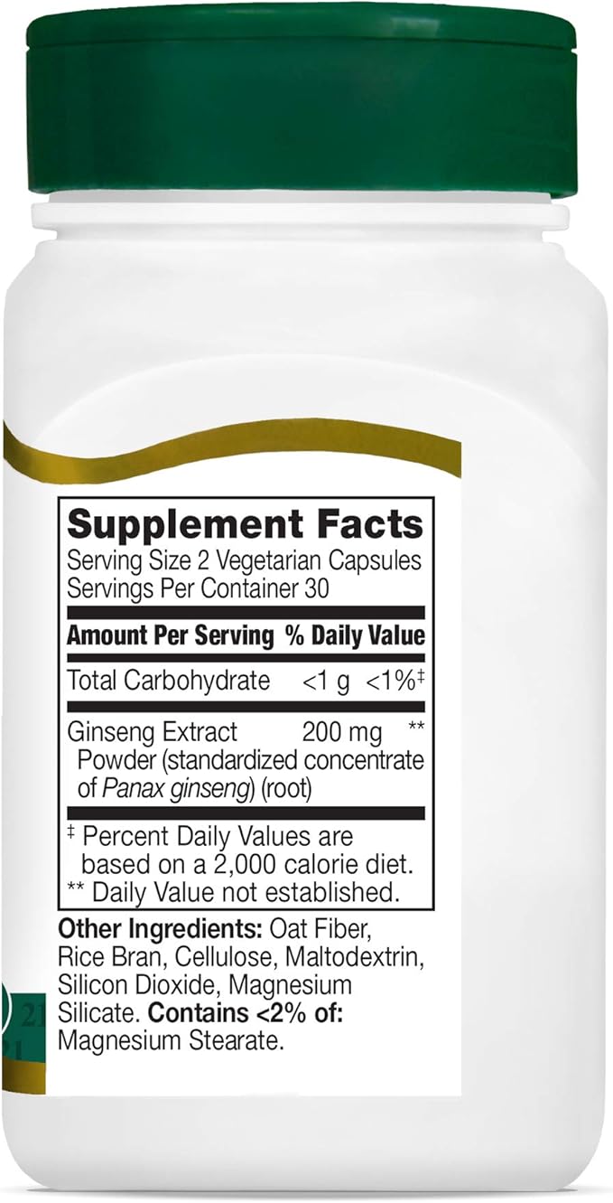 21st Century Ginseng Extract Veg Capsules, 60Count (Pack 2)