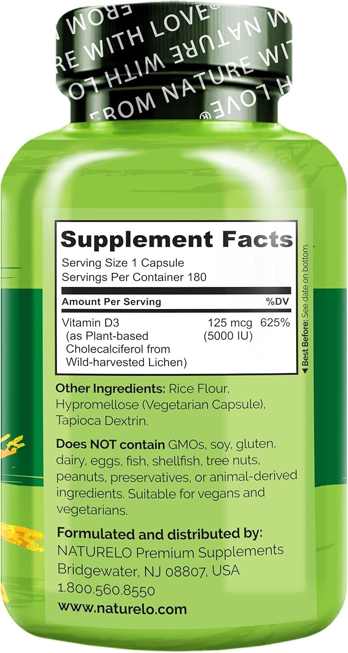 NATURELO Vitamin D 5000 IU D3 Supplement 180 Mini 2)