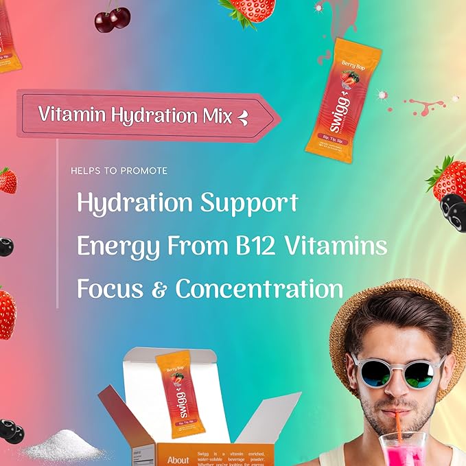 Electrolytes Powder Packets Daily Multi Vitamin 2500 mcg B12, C B6, Folate,
