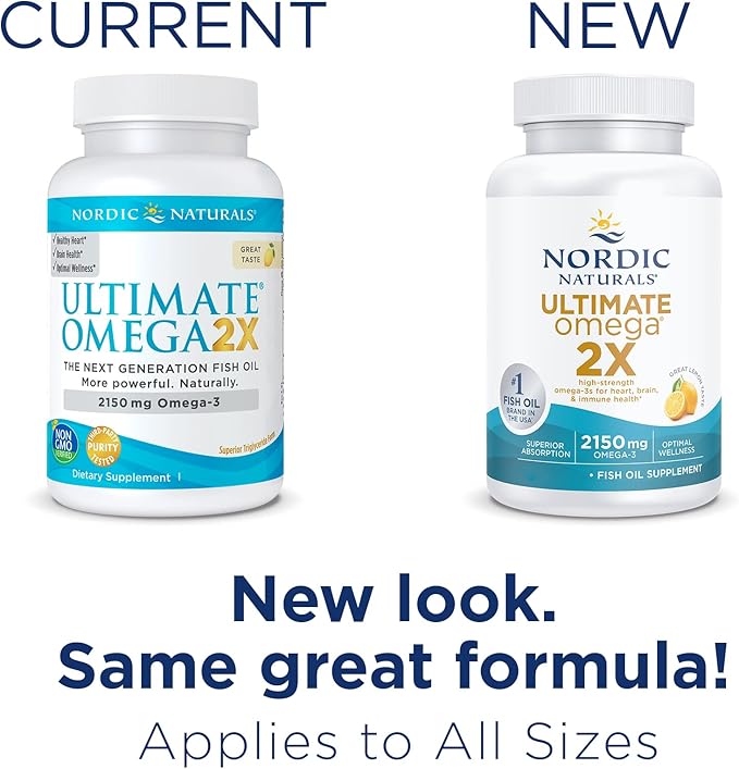 Nordic Naturals Ultimate Omega 2X, Lemon Flavor 90 Soft 2150 mg Omega-3 Fish 45 Servings