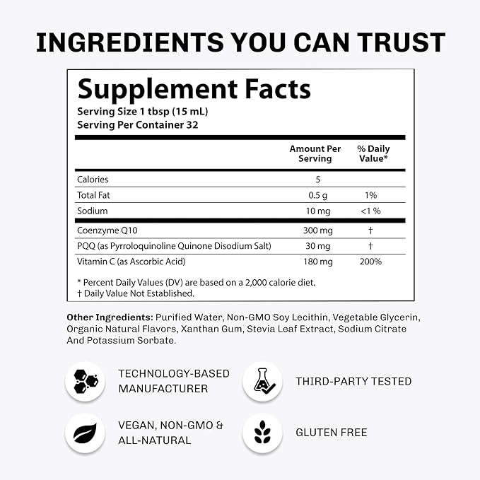 Aurora Nutrascience, Mega-Liposomal CoQ10/PQQ+ Vitamin C, Gluten Free, Non-GMO, Sugar Free, Organic Fruit Flavor, 16 fl oz (480 mL)