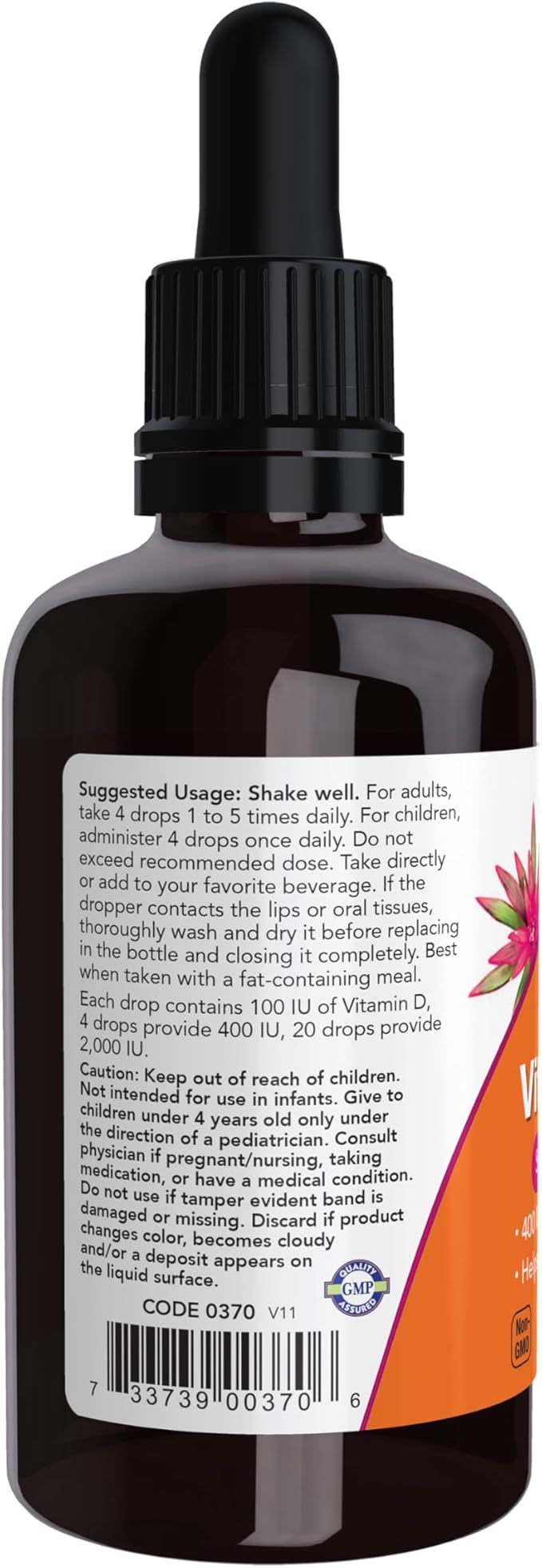 NOW Supplements, Liquid Vitamin D-3, Strong 2-Ounce