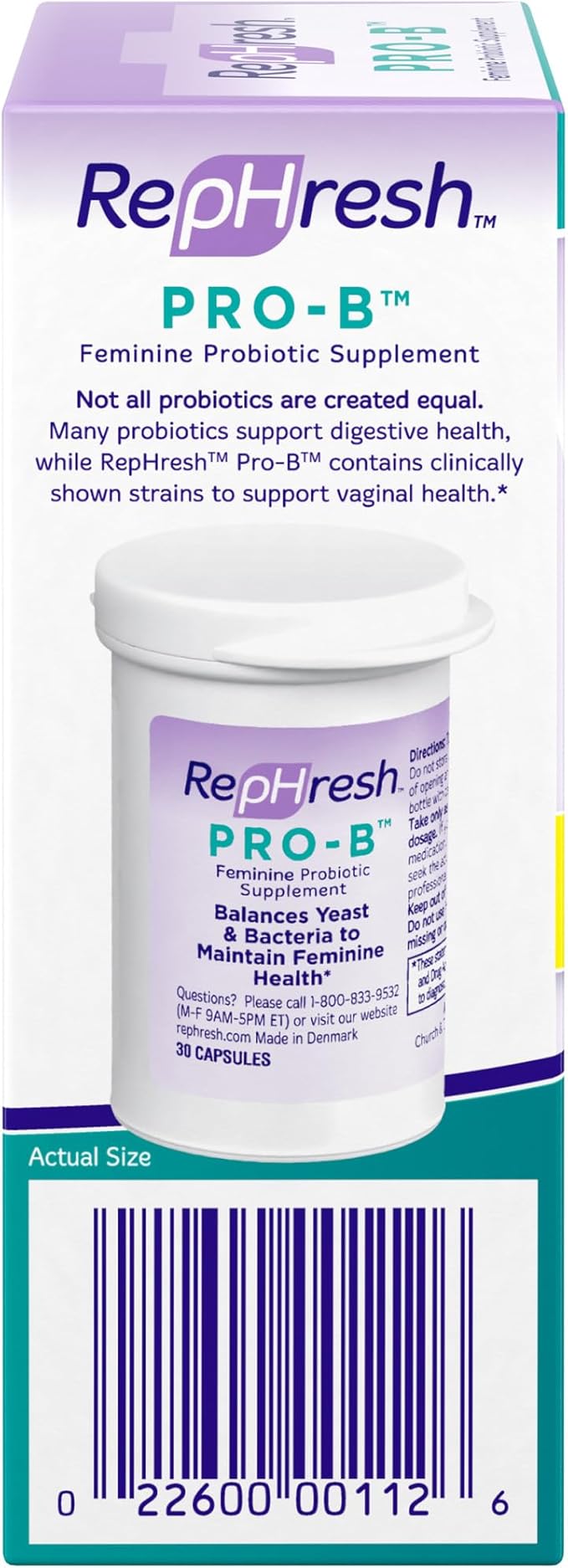 Rephresh Pro-B Probiotic Supplement for Women, 30 Oral 60 Capsules