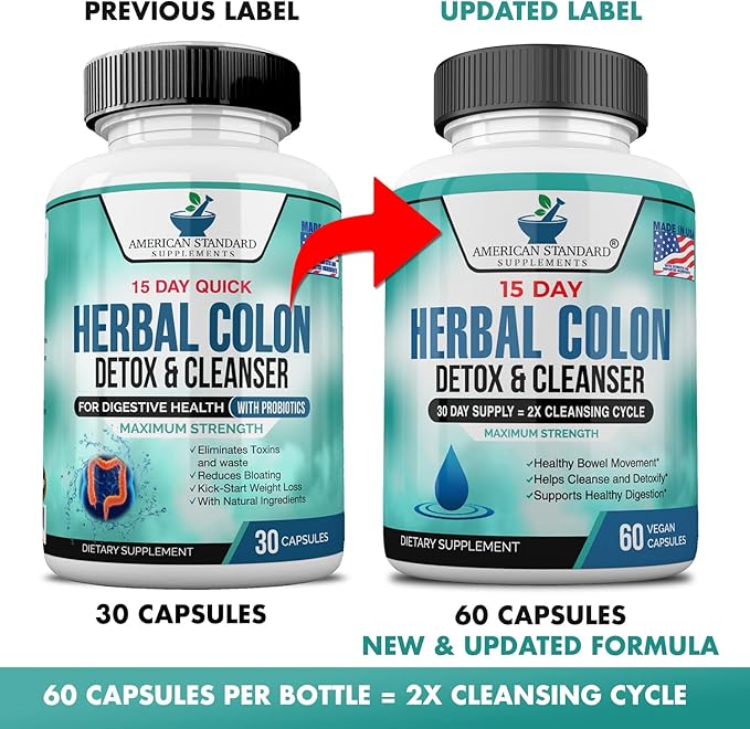 American Standard Supplements Colon Cleanse 60 Veggie 30 Servings