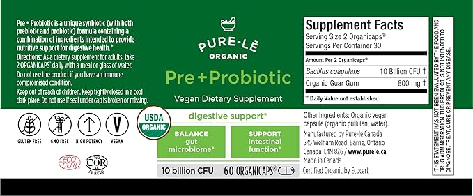 USDA Organic Prebiotic + Probiotic 60 Organicaps