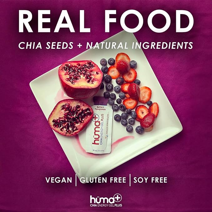 Huma Plus (Double Electrolytes) - Chia Energy Gel, Variety Pack - Stomach Friendly, Real Food Energy Gels (16 Original and 8 Plus Gels)