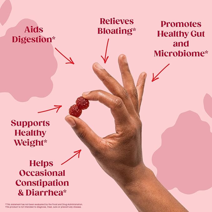 Bellway Super Fiber Gummies for Adults (3 Pack) - Sugar Free Organic Fiber Supplement Gummies with 4g of Fiber per Serving - Prebiotic Chicory Root Fiber for Gut Health, Raspberry Lemon, 180 Count
