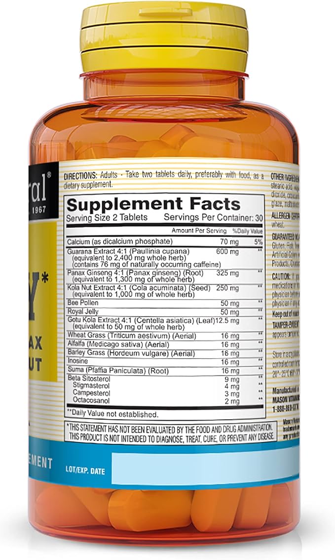 MASON NATURAL Super Energy with Guarana, 60 Tablets 3)