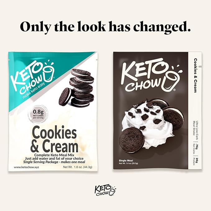 Keto Chow | Gourmet Keto Meal Replacement | Nutritionally Complete | You Choose the Fat | Easy Fast Low Carb Meal | Cookies and Cream