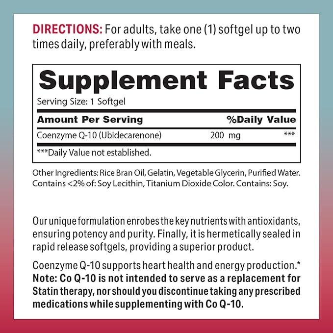 Vitamin World Co Q-10 200 mg. 120 Softgels,
