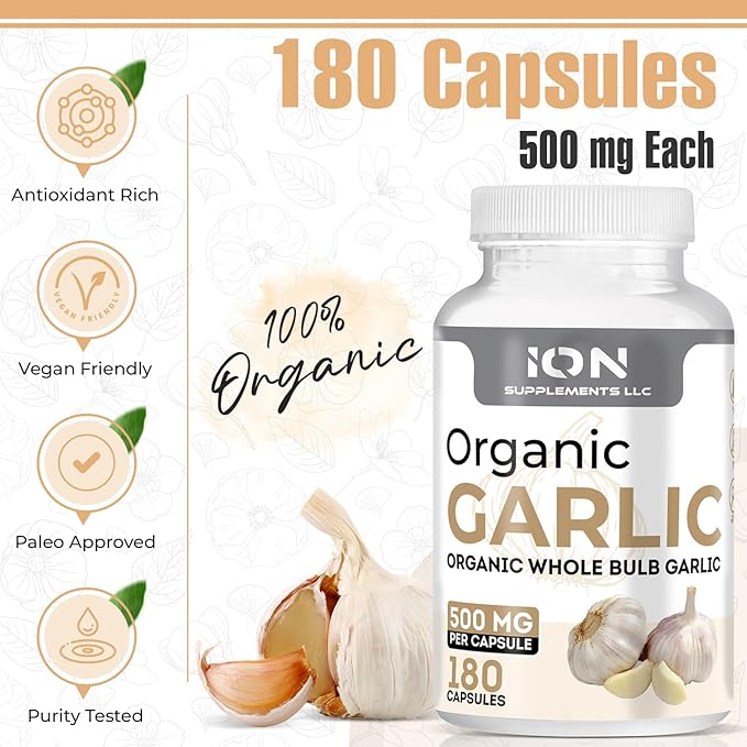 Ion Supplements | Herbal Organic Whole 500 mg 180 Caps 100% Natural