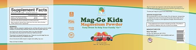 Mag-Go Kids Magnesium Powder | Constipation Relief (Mixed Berry) | 90 Servings per Tub