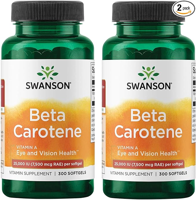 Swanson Beta-Carotene Vitamin A 25000 IU Softgels 7500 mcg (300 Softgels) (2 Pack)