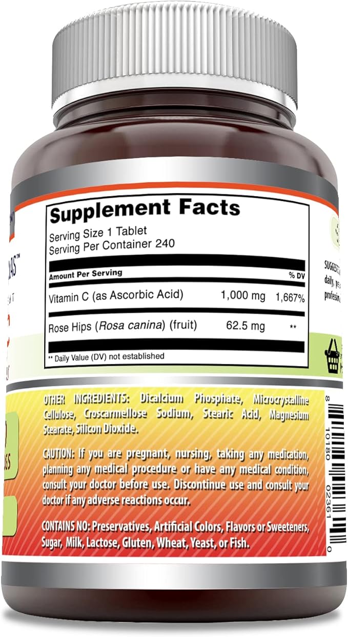 Amazing Formulas Vitamin C with Rose 1000 Mg 240 Tablets