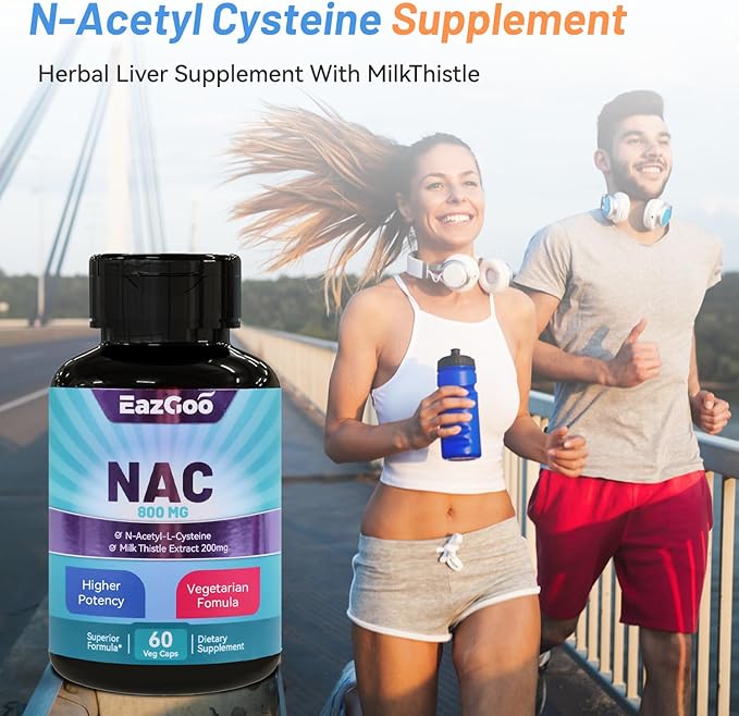 NAC Supplement N-Acetyl Cysteine 800mg, 200mg, Non-GMO, 60 Capsules