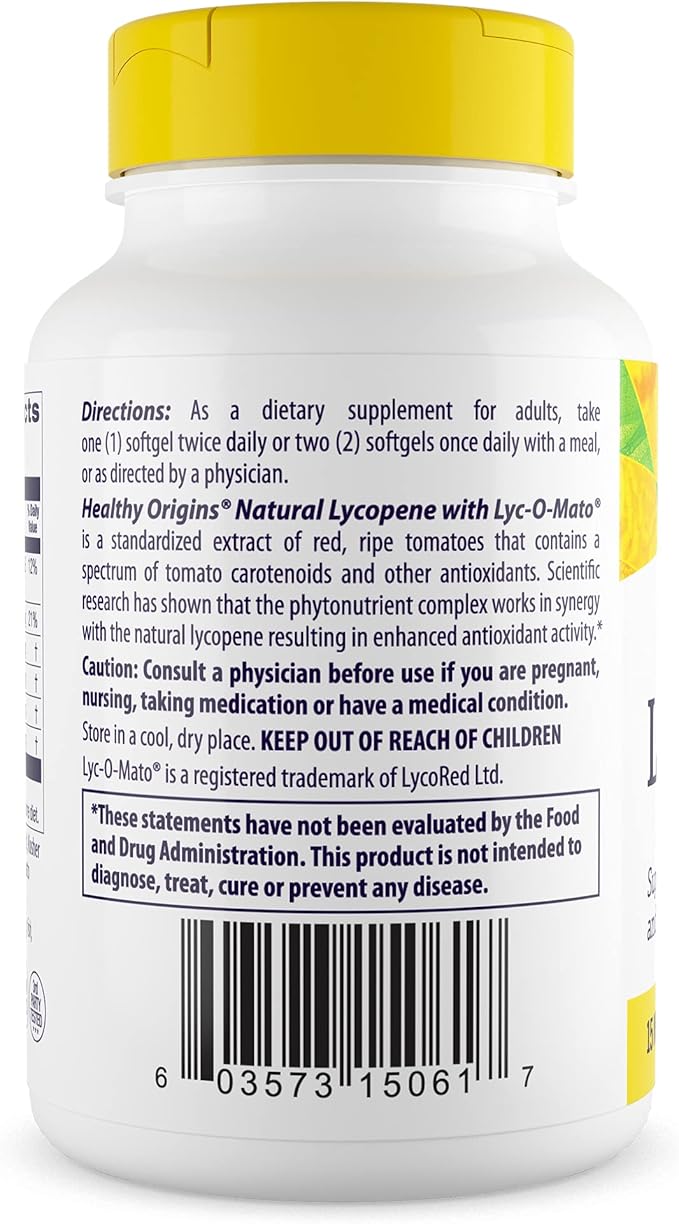 Healthy Origins Lycopene (Natural), 15 mg 60 Softgels