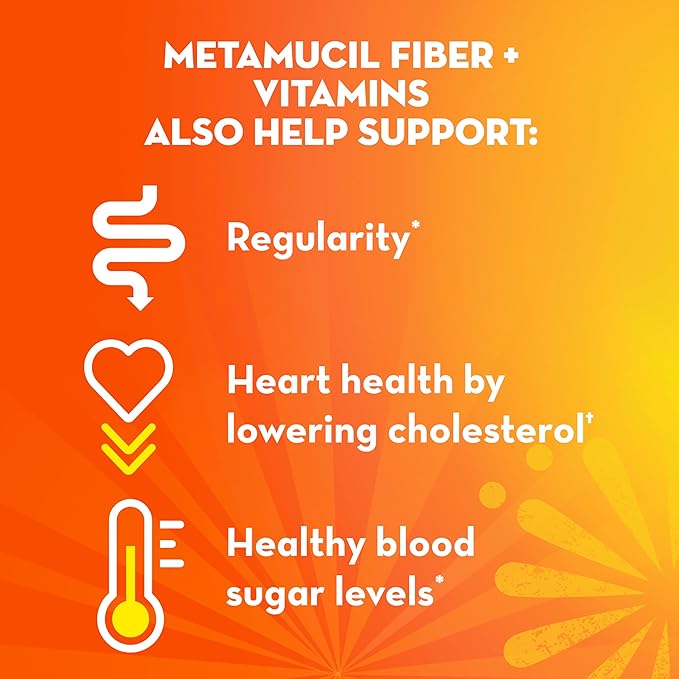 Metamucil 4-in-1 Fiber + Vitamins C, B12, Fizzy B12, Citrus 90 servings
