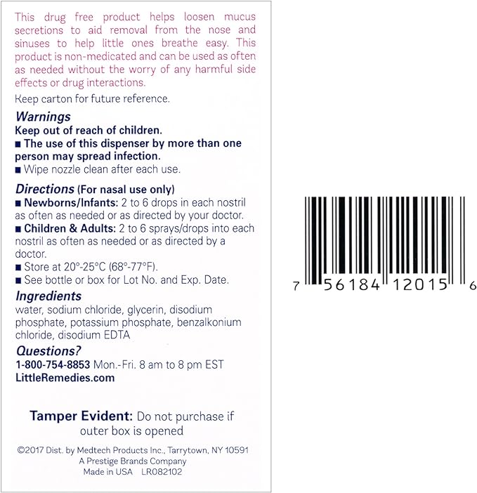 Little Remedies Noses Saline Spray Drops, 1 Fl