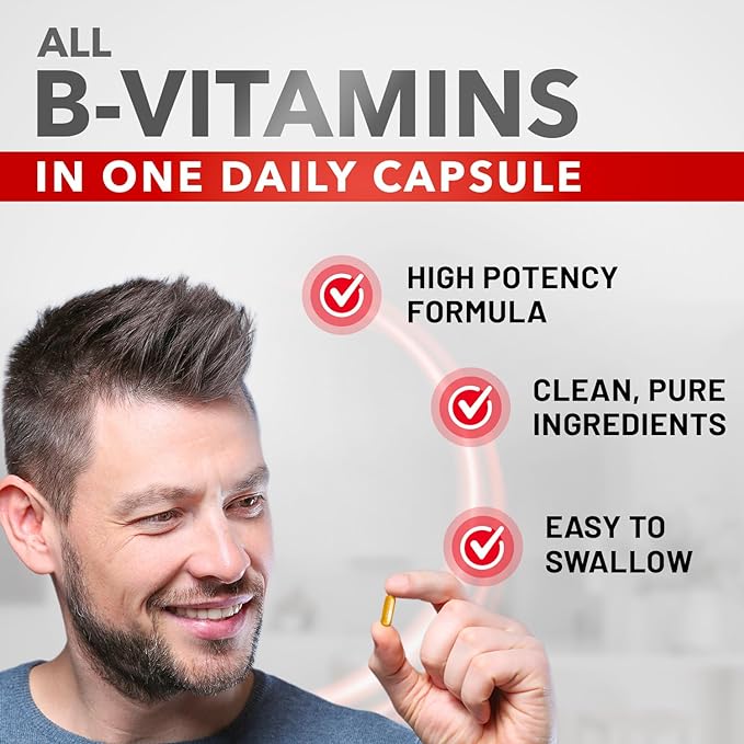 Divine Bounty Super B Complex Vitamins B12, B1, B1, B2, B2, B3, B3, B5, B5, B6, B6, B7, B7, B9, B9, Folic 90 Vegetarian
