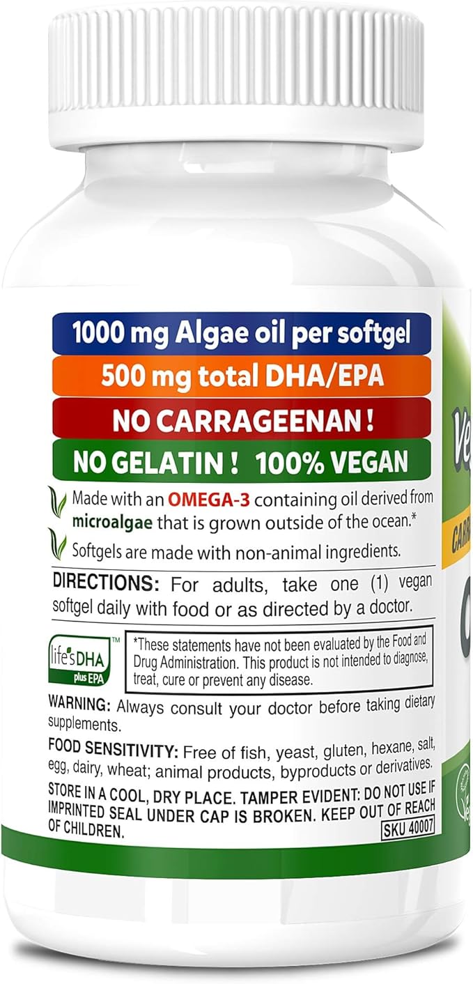 DEVA Vegan Omega-3 DHA EPA Supplement 500 MG Omega-3 Fatty 60 Softgels 2)