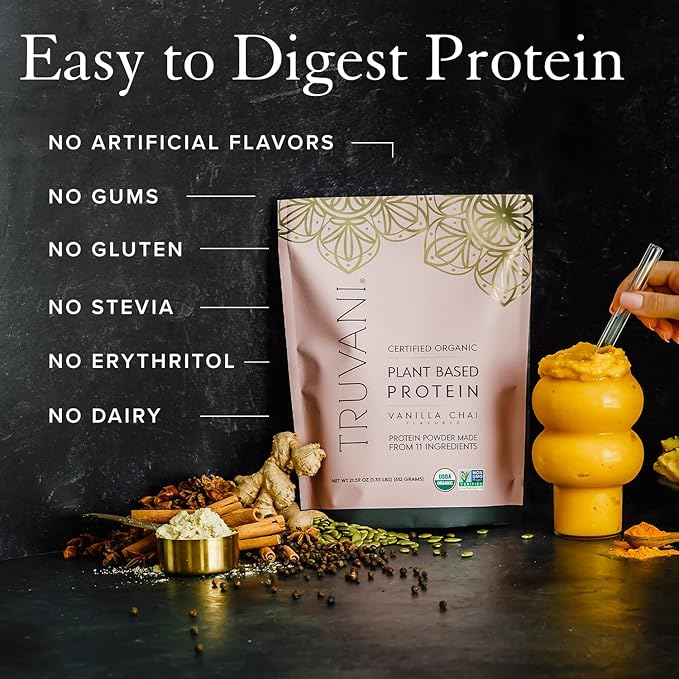 Truvani Vegan Pea Protein Powder 20g Organic 20 Servings