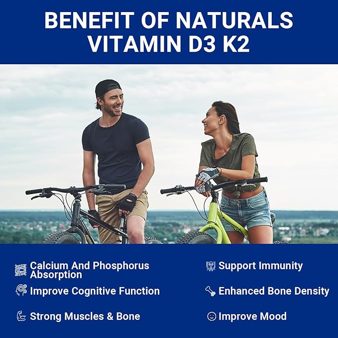 Sugar-Free Vitamin D3 K2 Gummies, Vitamin D3 10000iu & Vitamin K2(MK7) 200mcg with Calcium, Magnesium, Vitamin B12 for Bone Muscle Teeth Immune, Vegan