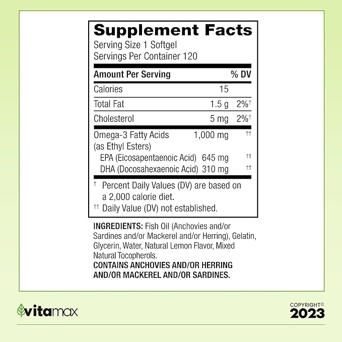 Spring Valley Omega-3 from Fish Oil 1000 mg, 120 Count (2 Items)