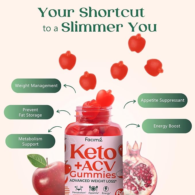 Premium Keto Acv Gummies - Apple Cider Vinegar Gummies - 1000MG with Superfoods, Vegan Non GMO, Made in USA, 60 Gummies 1 Month Supply