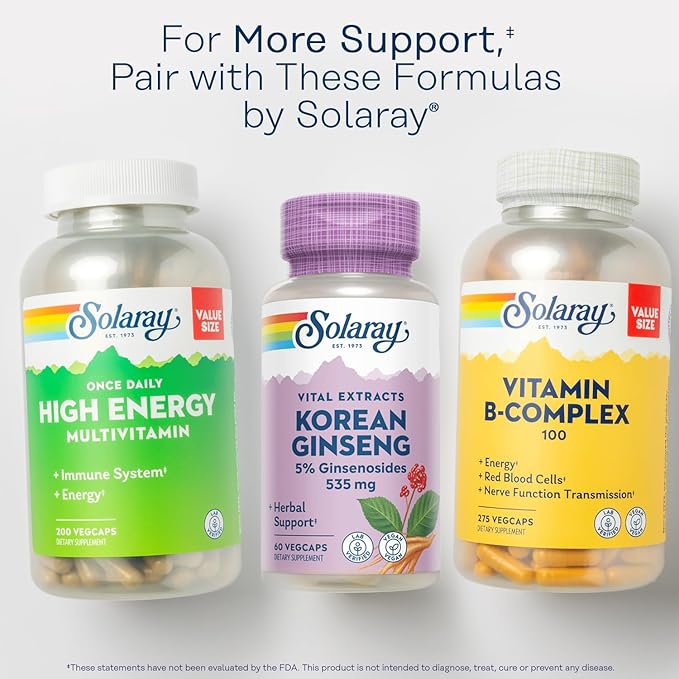 Solaray Korean Ginseng Root Extract 5% Ginsenosides 60 Servings, 60 VegCaps