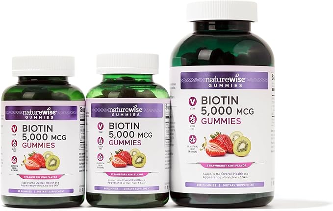 NatureWise Biotin Gummies B7 5000mcg 5000mcg Supports 90 Count[45 Count[45 Day