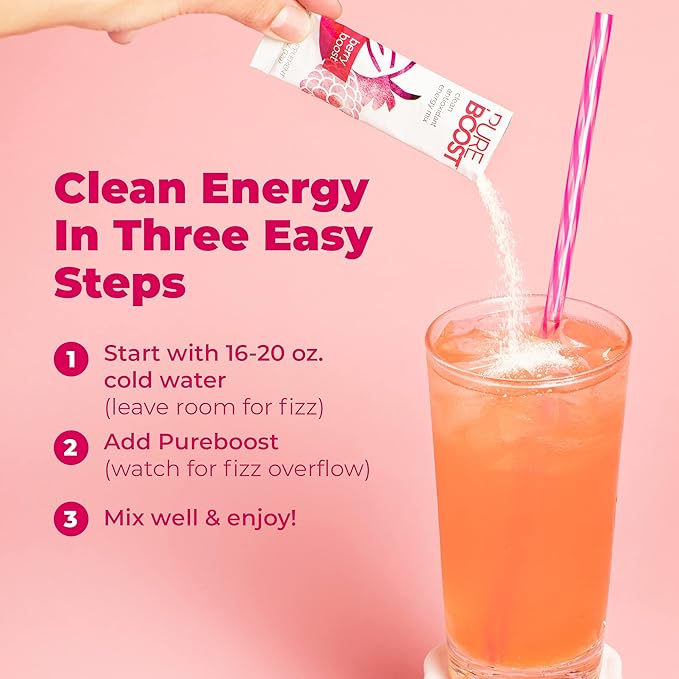 Pureboost Clean Energy Booster, Refreshing Energy B12 Vitamins, 30 Count)