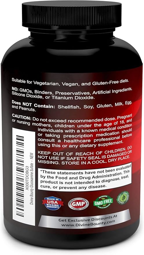 Divine Bounty Glucosamine Sulfate Supplement (2000mg 240 Small