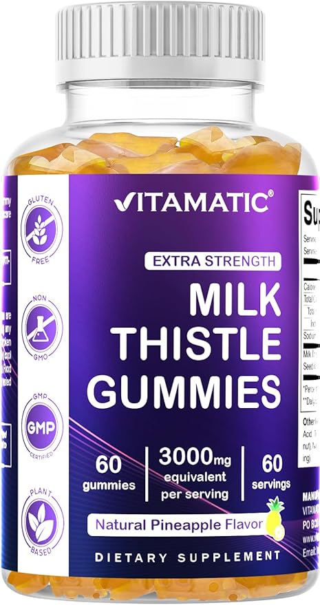 Vitamatic Milk Thistle Gummies 3000 mg 80% Silymarin 60 Pectin