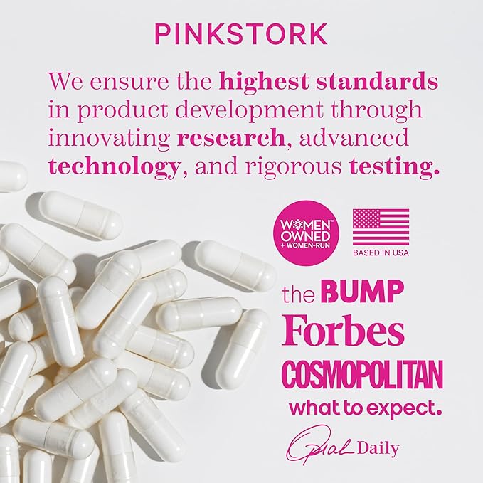 Pink Stork Magnesium Glycinate with Vitamin D - Magnesium Supplement for Women to Support Natural Calm, Mood, and Sleep - Hormone Balance for Women - 60 Capsules, 1 Month Supply