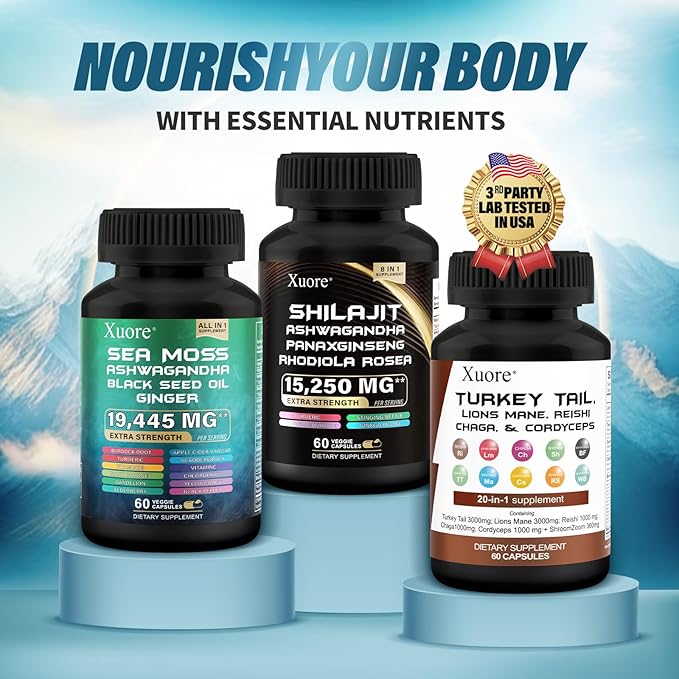 Shilajit,Sea Moss, Black Seed Oil,Mushroom &