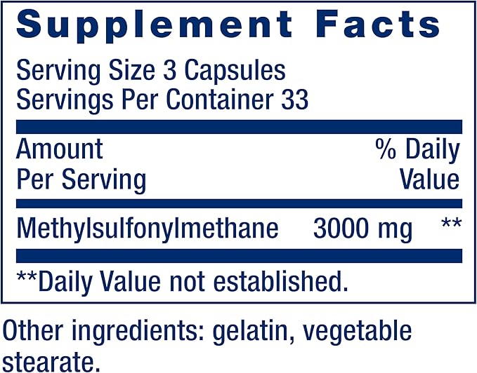 Life Extension MSM, 1000 mg, methylsulfonylmethane, 100 Capsules