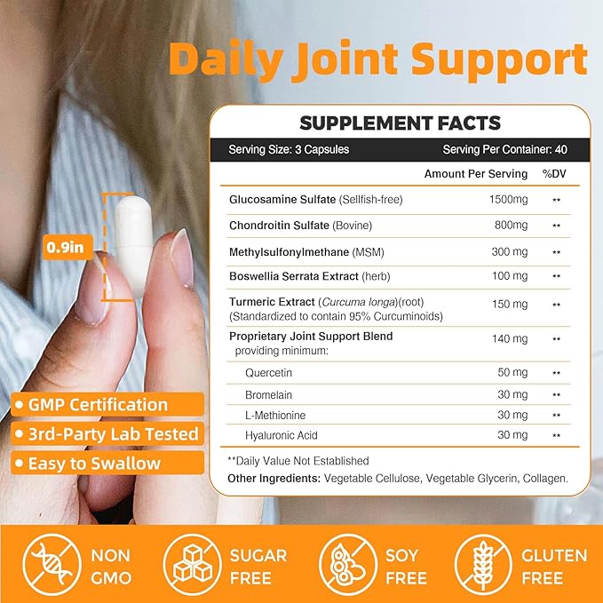 ZEBORA Glucosamine Chondroitin Joint Support Supplement, 120 Capsules