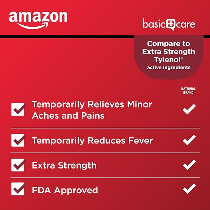 Amazon Basic Care Extra Strength Pain 500 mg, 200 Count