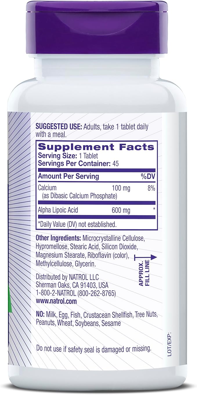 Natrol Alpha Lipoic Acid 600 mg, 45 Tablets, 45 Day