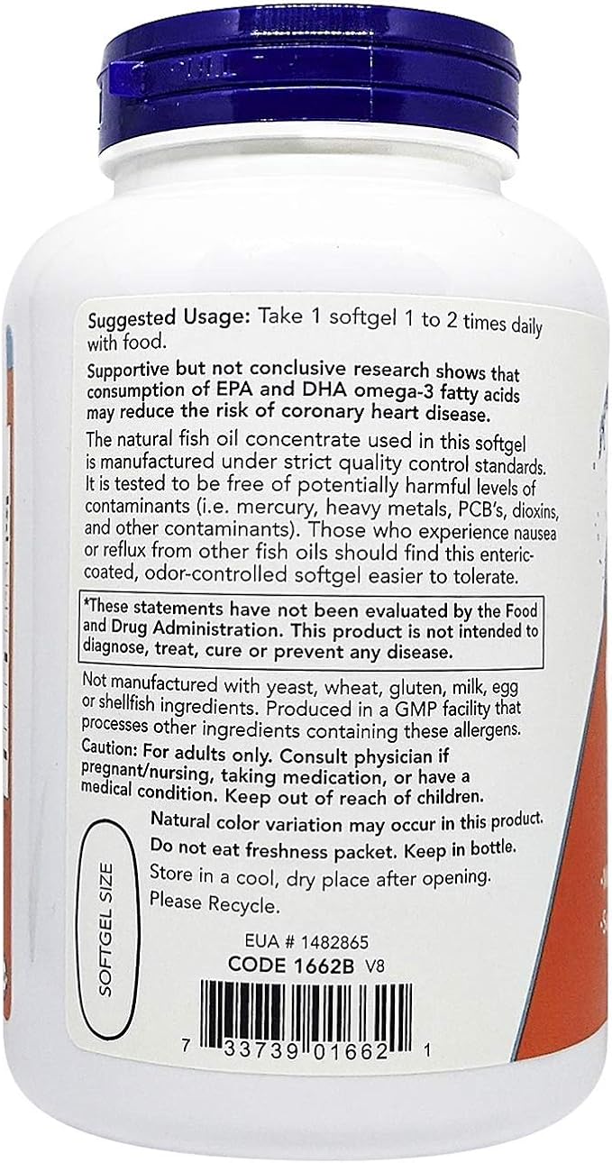 Now Foods Ultra Omega-3 Fish Oil 500 EPA 250 DHA 180 Softgels