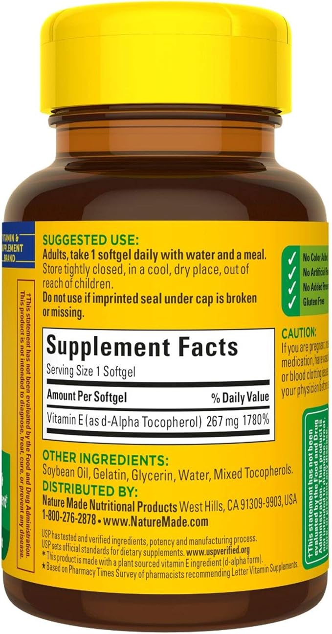 Nature Made Plant Sourced Vitamin E 267 mg (400 IU) 100 Count 3)