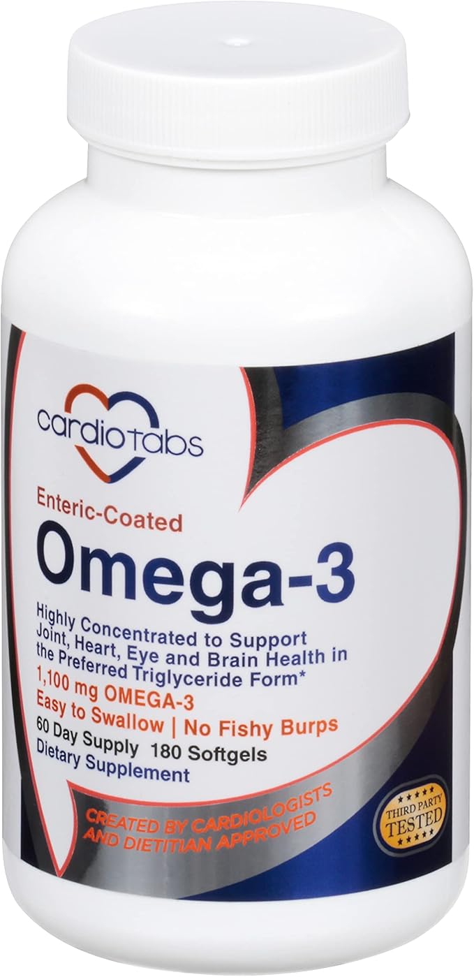 Omega-3 Enteric-Coated Fish Oil Supplements, Triglyceride 1100 mg Omega-3 Fatty 180 Count