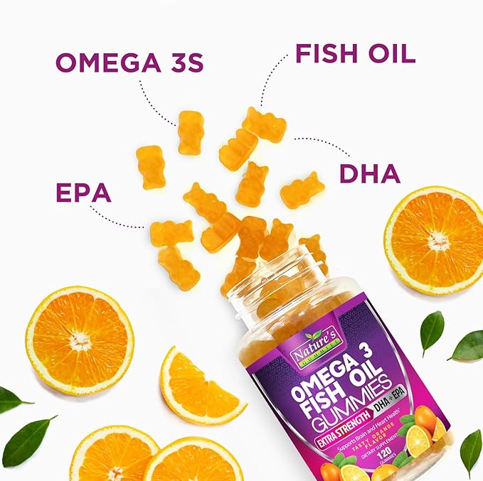 Omega 3 Fish Oil Gummies, Extra 3s DHA 120 Gummies