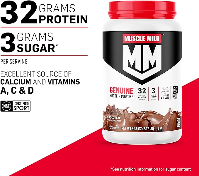 Muscle Milk Genuine Protein Powder, Cookies 4.94 Pound, 32 Servings, 32g Protein, 2g Sugar,