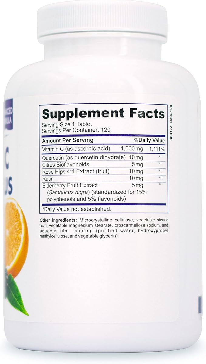 Immunity Vitamin C 1000mg with Elderberry, 4 Months 120 Tablets