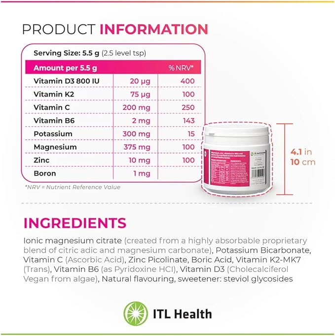 MAG365 ITL Health BF Bone Support, B6, Vitamin D3, Vitamin K2, Boron, 1 Pack, 330grams